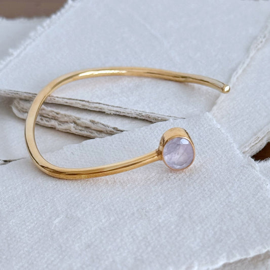 Bracelet Jonc Shakti - Bijou ajustable en quartz rose