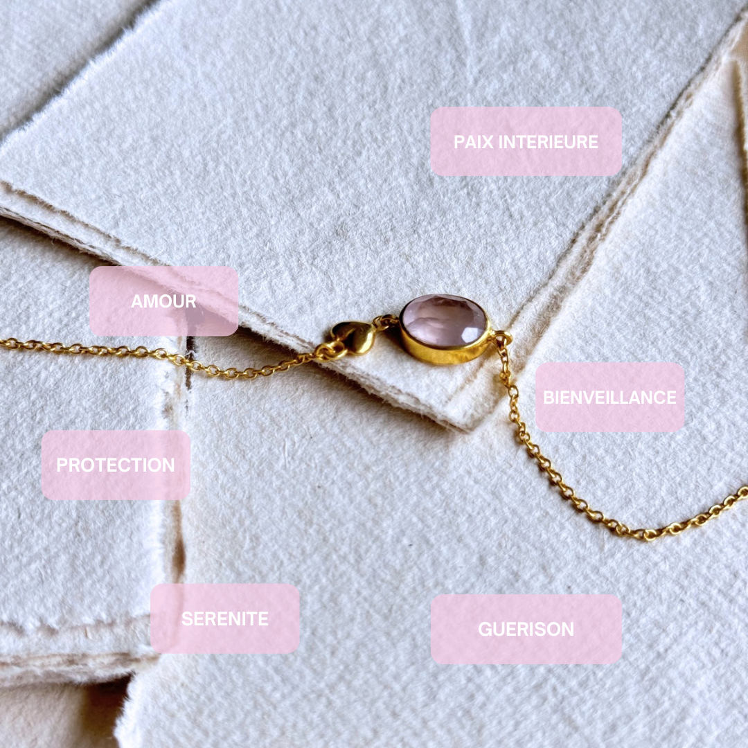 Bracelet Sri - Bijou en quartz rose