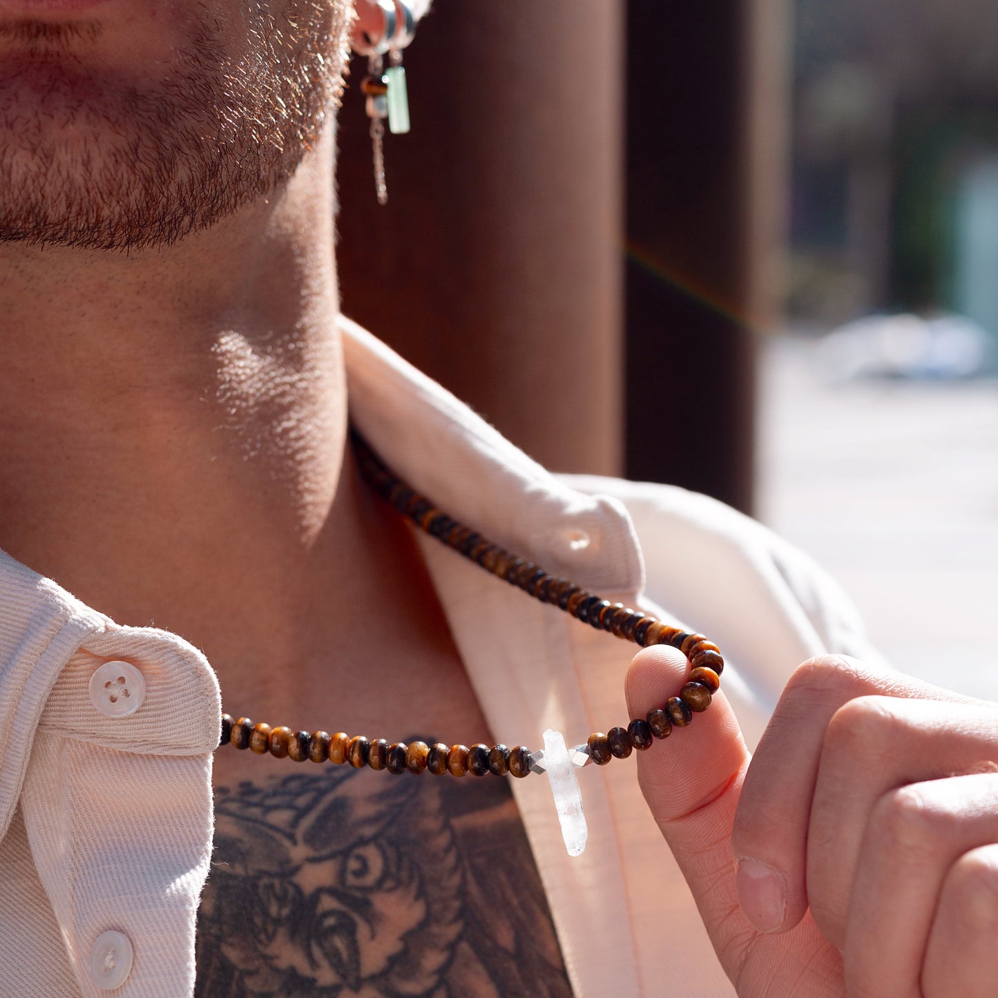 Collier Hyperion silver - oeil de tigre et argent 925
