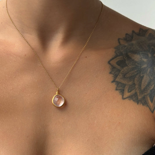 Collier Shakti - Bijou ajustable en quartz rose