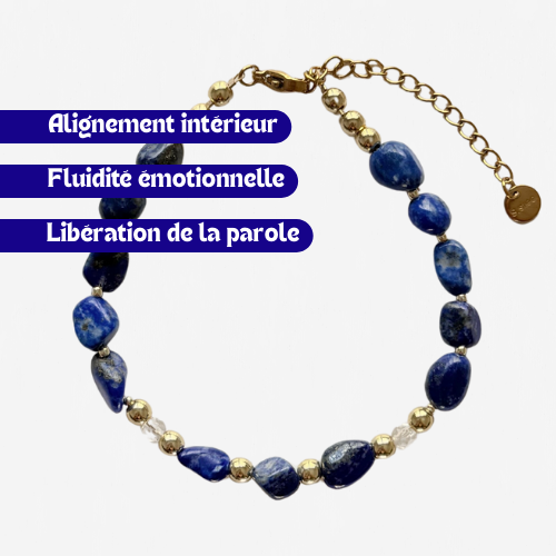 Bracelet COMMUNICATION - Lapis lazuli et Cristal de roche