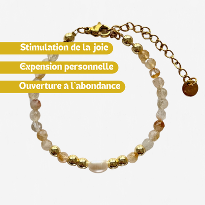 Bracelet ABONDANCE - Citrine et perles d'eau douce