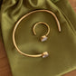 Bracelet Jonc Shakti - Bijou ajustable en quartz rose