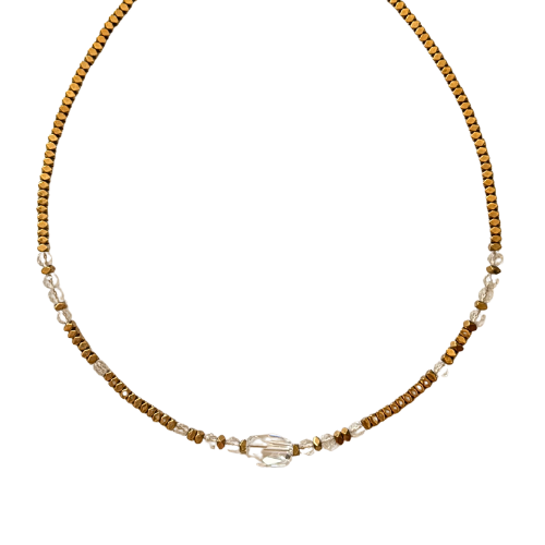 Collier Gaïa - Hématite et quartz