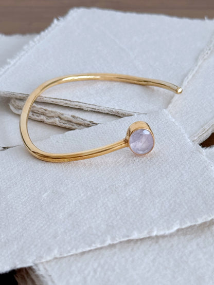 Bracelet Jonc Shakti - Bijou ajustable en quartz rose