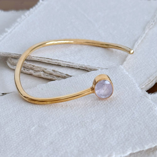 Bracelet Jonc Shakti - Bijou ajustable en quartz rose