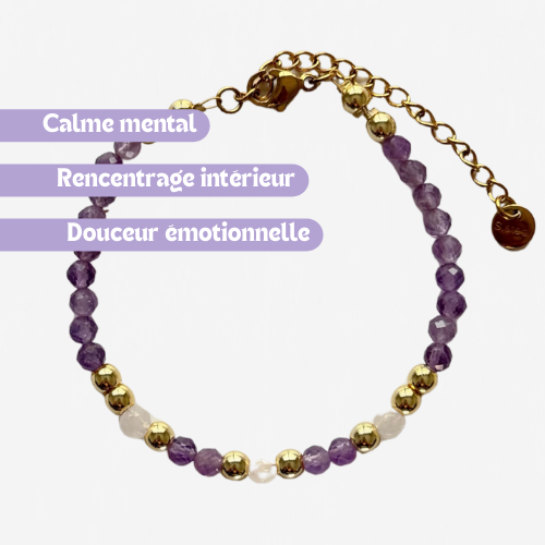 Bracelet APAISEMENT - Améthyste et Quartz rose