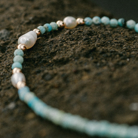 Collier Onda - Opale bleue du Pérou