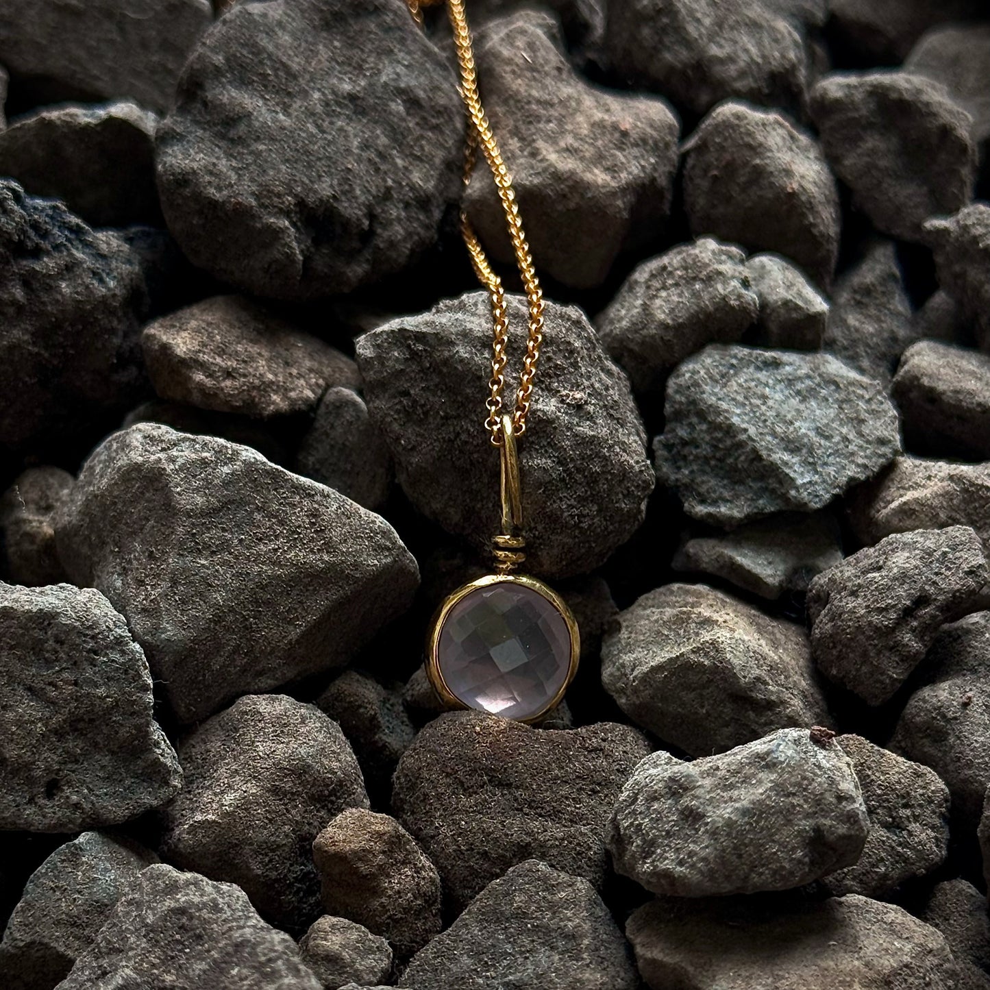 collier en quartz rose