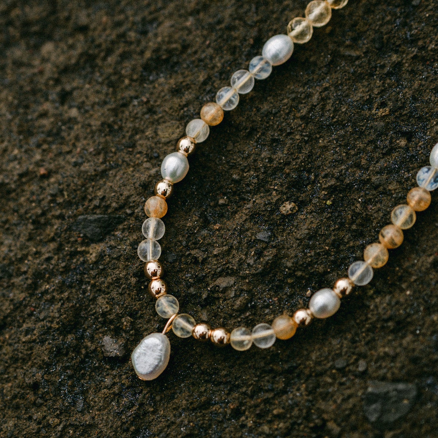 ABONDANCE - Citrine et perles d'eau douce