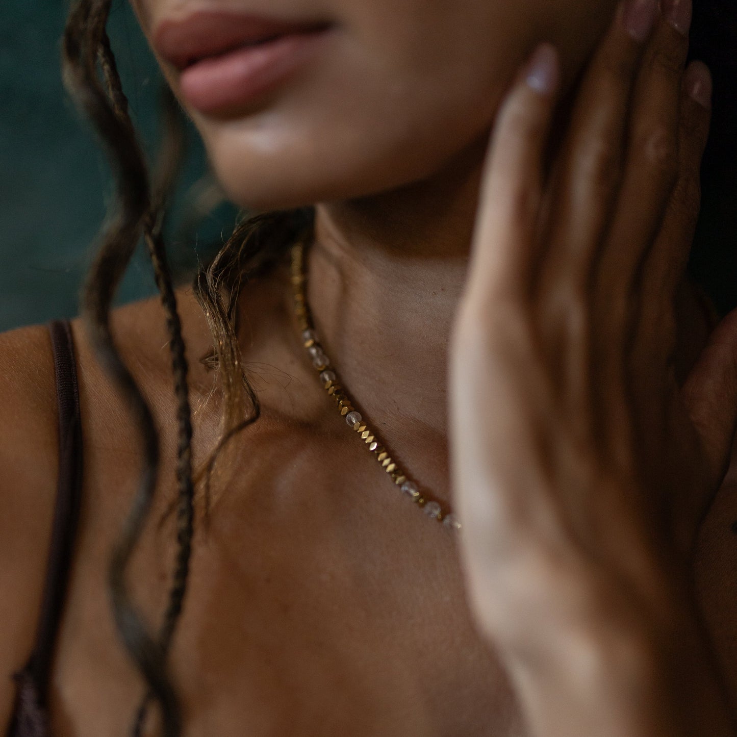 Collier Gaïa - Hématite et quartz