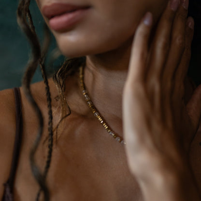 Collier Gaïa - Hématite et quartz