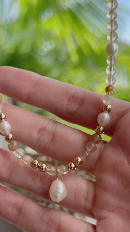 ABONDANCE - Citrine et perles d'eau douce