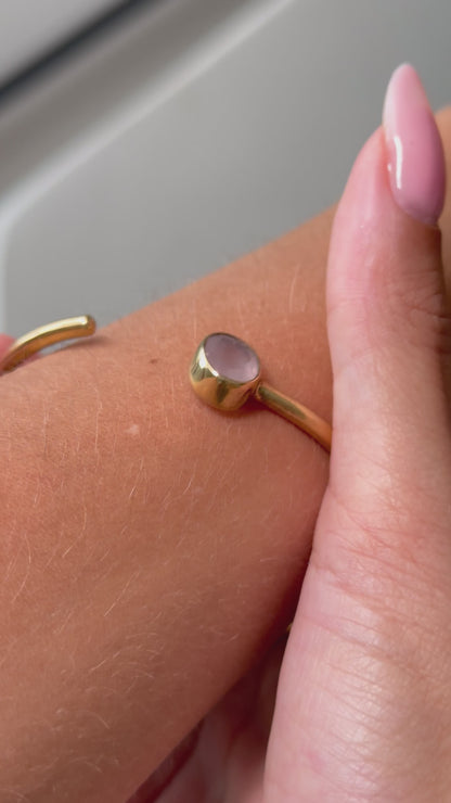 Bracelet Jonc Shakti - Bijou ajustable en quartz rose